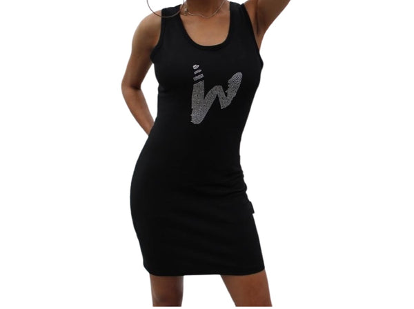 Black Winners Rhinestone Dress